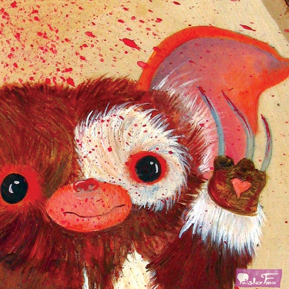 HORROR PRINT Twelve 05: Original Acrylic Gizmo vs Freddy vs Jason Painting 8 x 10 Print