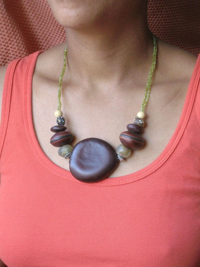 African Recycled glass Seed Beauty Necklace by Fianaturals on Etsy