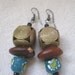 African Brass Krobo glass Seed Palm and Fern earrings by Fianaturals on Etsy
