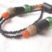 African Ebony wood Recycled glass AYIDOHUEDO necklace by Fianaturals