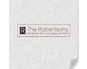 Personalized Address Rubber Stamp With One Letter Inverse Monogram Contemporary Style