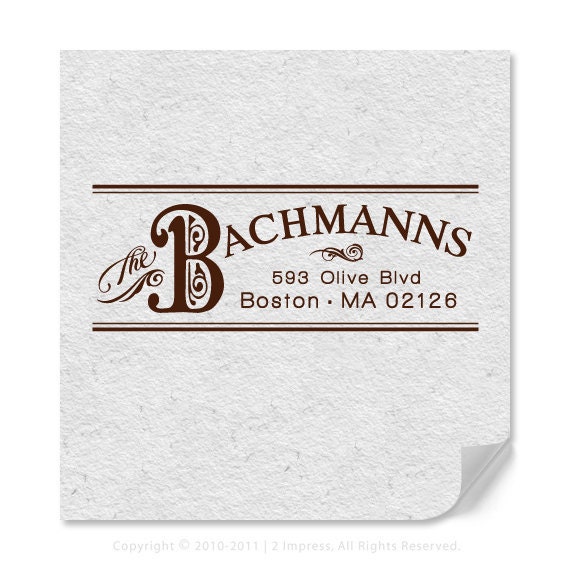 Personalized Address Rubber Stamp Nostalgic Label Inspired Design
