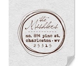 Custom Address Rubber Stamp Hand Drawn Circle Design