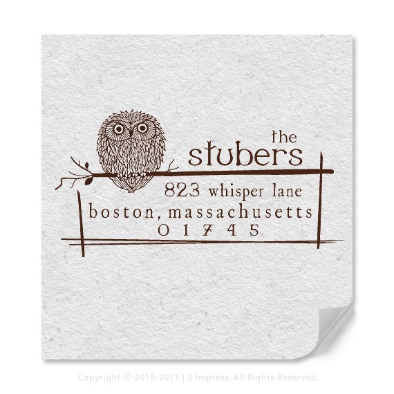 Address Stamp Personalized Rubber Stamp Owl Graphic