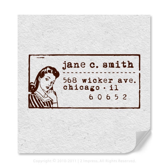Address Stamp Personalized Rubber Stamp Retro Style