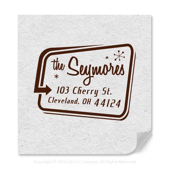 Retro Style Personalized Return Address Rubber Stamp Design