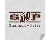 Two Letter Custom Monogram Rubber Stamp Including Typewriter Font Style Names