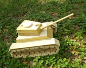 Wooden Handmade Tank - Raw Wood Ready to Steampunk