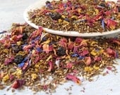Green Rooibos with Blossoms Tea, Luxury Loose Leaf Herbal Infusion, 4 oz. Bag, Blueberries, Rose Petals & Sunflower