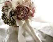 Fabric Bridal Bouquet in Rose Pink, Ivory, Champagne Peonies, Dahlias and Roses, wedding bouquet