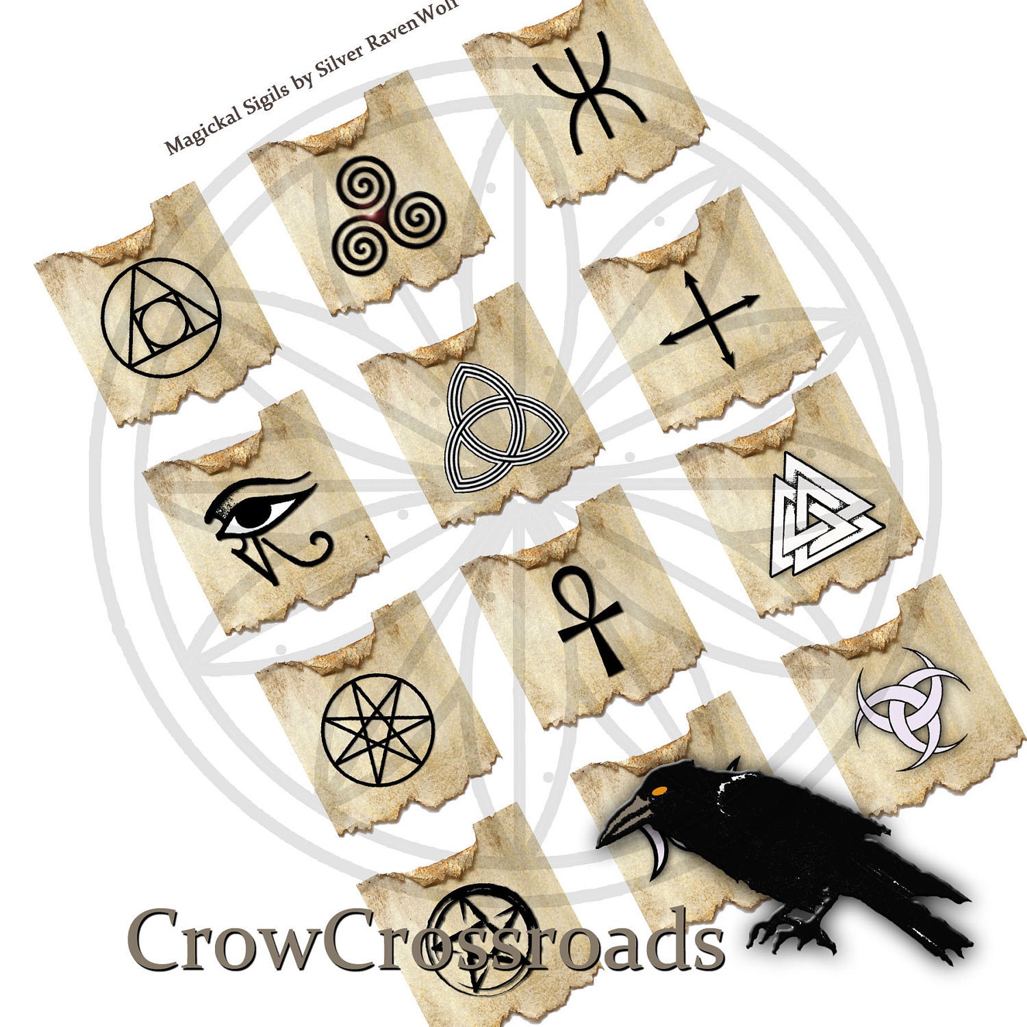 Instant Digital Download Magickal Symbols Sigils for Scrapbooking, Spells, Ritual, Meditation and Magick 12 images Set One