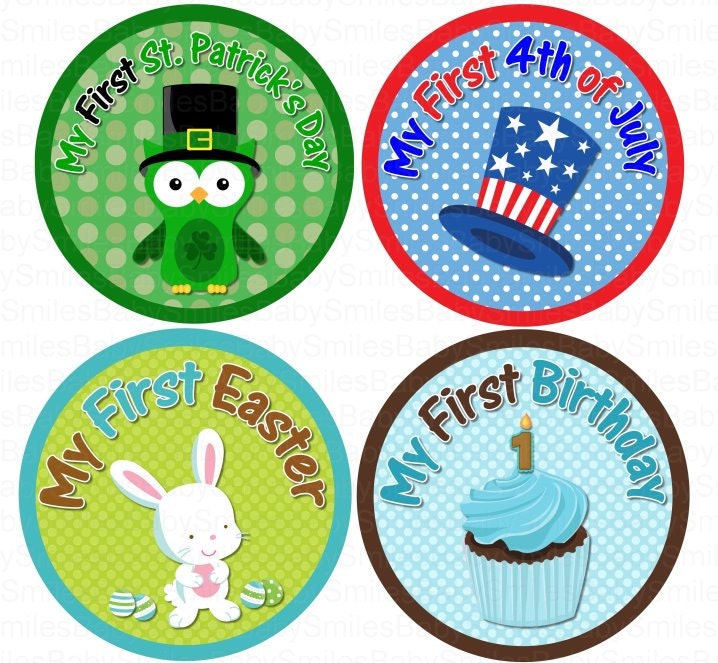 First Holidays Onesie Stickers BOY - Document Your Little One's BIG FiRST HoLiDays - Super Cute - Perfect Shower Gift