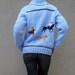 SALE vintage 60s cowboy western wool light blue cowichan sweater cardigan / womens large