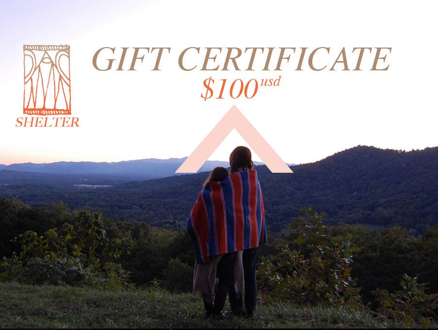 Shelter / Protects You // Gift Certificate for 100 USD