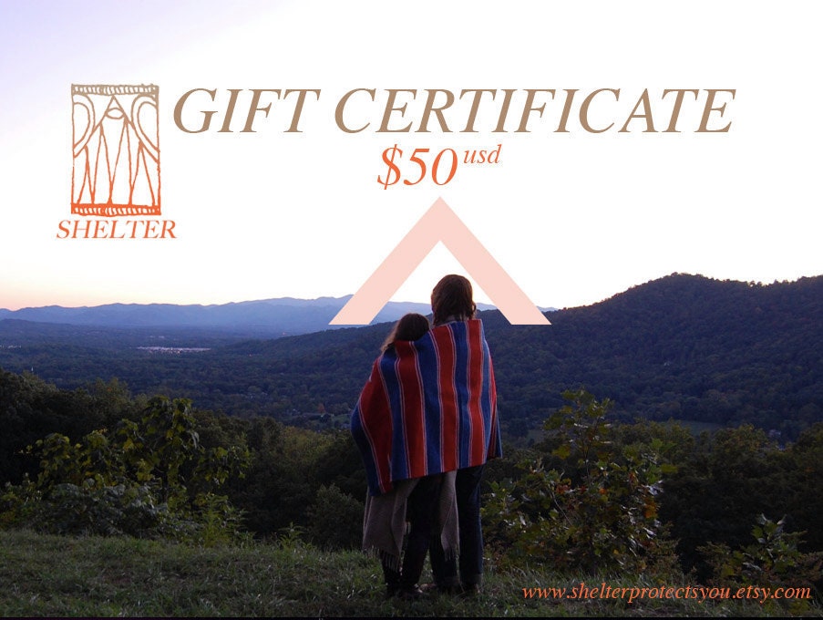 Shelter / Protects You // Gift Certificate for 50 USD