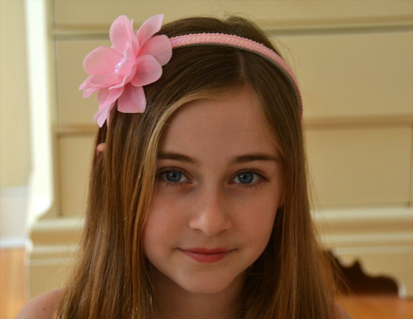 Flower Girl Headband-Sequins Flower-Weddings Hair Accessories-Girls Headband-Pink Wedding
