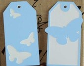 Butterfly Gift Tags Die Cut Light Blue and Cream 2 Styles Set of 10