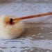 Vintage Pale Orange Swansdown Powder Puff Wand Art Deco