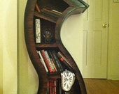 FREE MELTING CLOCK with purchase,Handmade 4ft Curved Bookshelf Oak Stained/Blk
