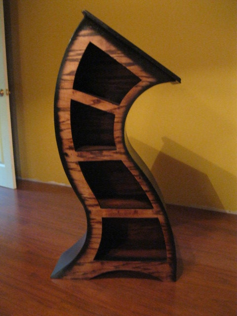 FREE MELTING CLOCK with purchase,Handmade 4ft Curved Bookshelf Oak Stained/Blk