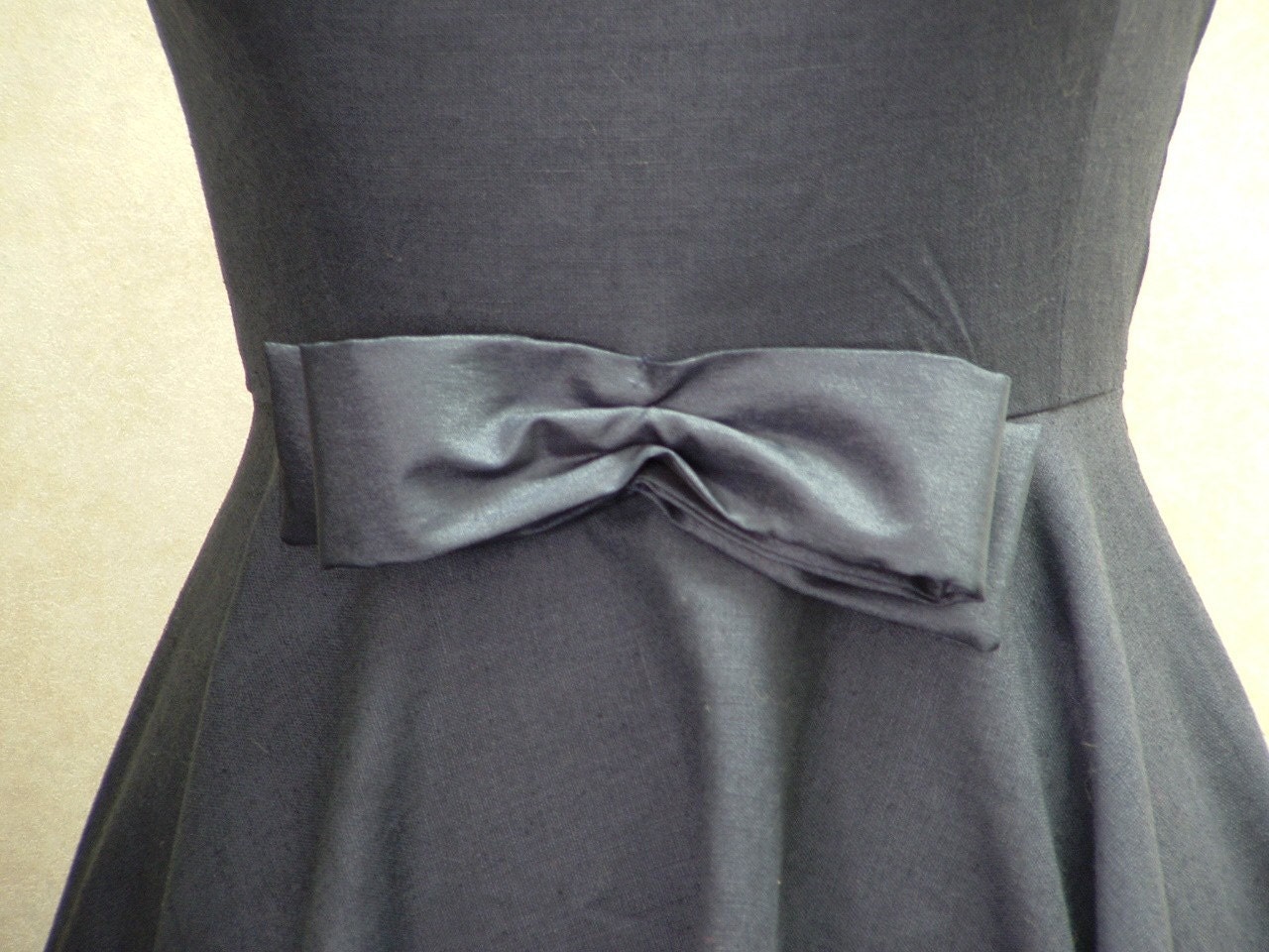 Navy circle skirt dress 1950s Monaco Blue HANDMADE Vintage Couture Mad Men Rockabilly Bombshell Princess Formal Wedding