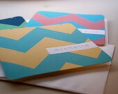 Chevron Stripe Personalized Stationery Note Cards - Set of 12 - Choose Your Colors