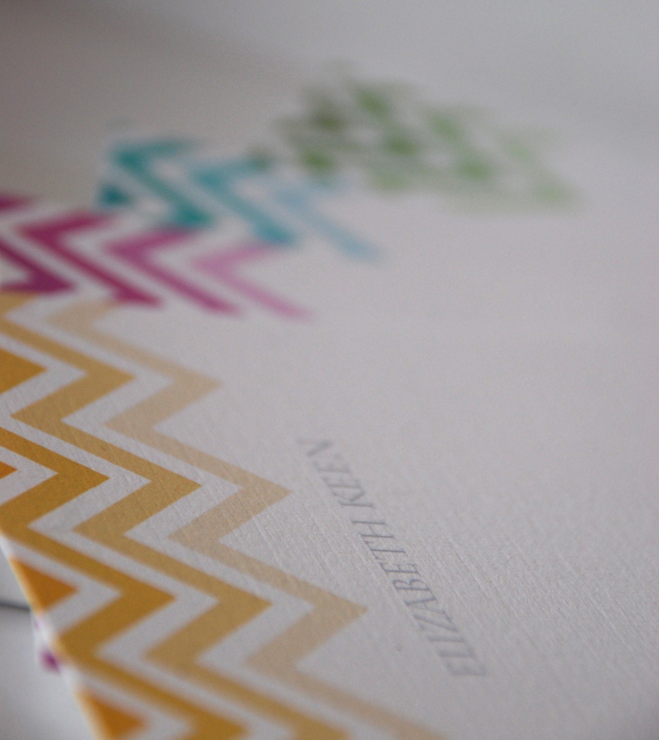 Chevron Stripe Personalized Stationery Flat Note Cards- Set of 12