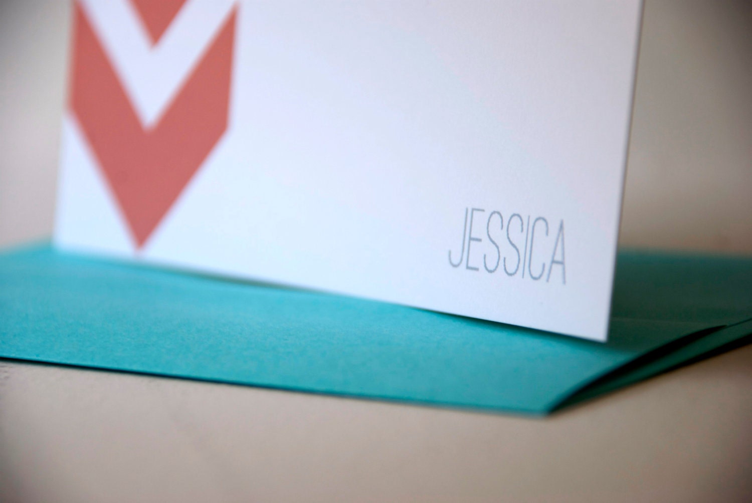Chevron Stripe Personalized Stationery Flat Note Cards - Set of 12