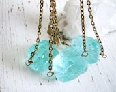 Raw Crystal Quartz Necklace - Aqua Blue - Long Layering Necklace