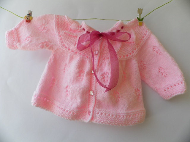 Hand knitted white baby vest with a beautiful plate of leaves, baby fashion, Christening /Baptism, READY TO SHIP