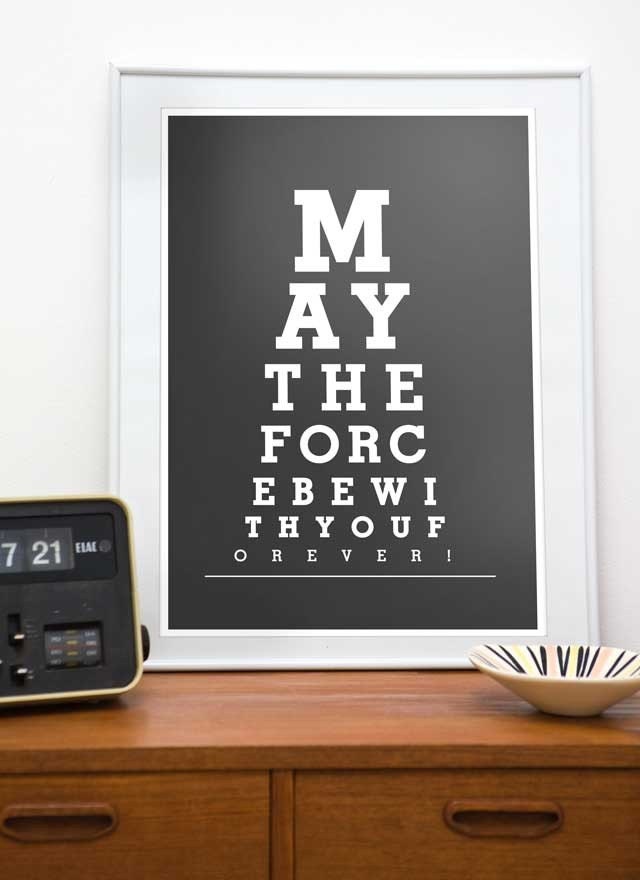 Star Wars May the force be with you eyechart print 8x10