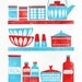 Kitchen art print, Cathrineholm, art for kitchen, Scandinavian poster, Mid Century Modern art "Kitchen shelves" A3