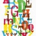 Alphabet print, letter poster, nursery wall decor, art for kids, letterpress styl,  Baby Nursery art,  A3