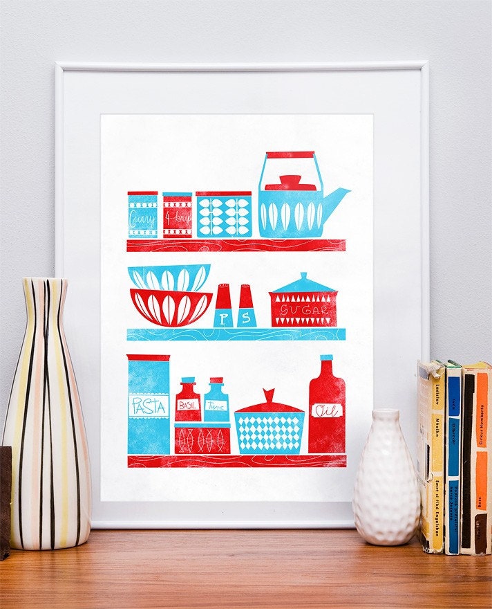 Retro Kitchen decor: midcentury Scandinavian art  Cathrineholm poster Art for kitchen kitchen print A4