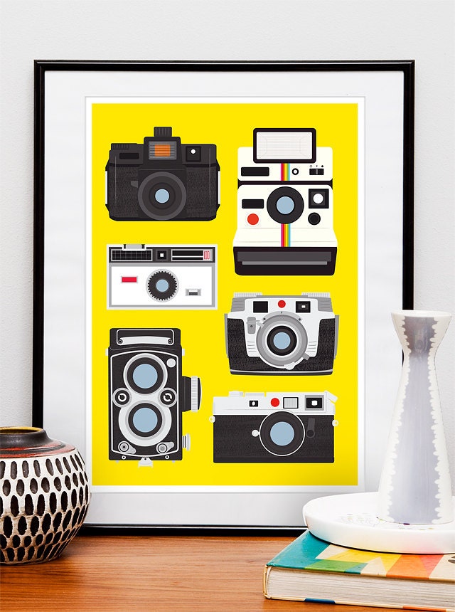 Retro Poster Polaroid Print Vintage Camera Poloaroid poster Kids room art - Polaroid, Rolleiflex, Holga - Cool Cameras - A3