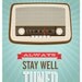 Mid Century Art, Retro vintage radio poster, typography quote art, nursery decor, kids art Stay well tuned A3 size