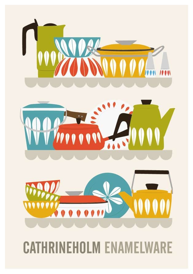 Kitchen art cathrineholm poster, kitchen print, Art for Kitchen,  Mid century poster, Cathrineholm Enamelware A3