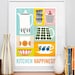 Kitchen art print, Cathrineholm poster, art for Kitchen, cooking art, under 20,  Kitchen Happiness A4 or 8x10