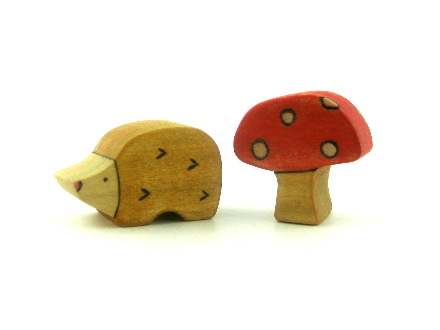 Hedgehog & Mushroom - Waldorf Toy - Wooden Toy