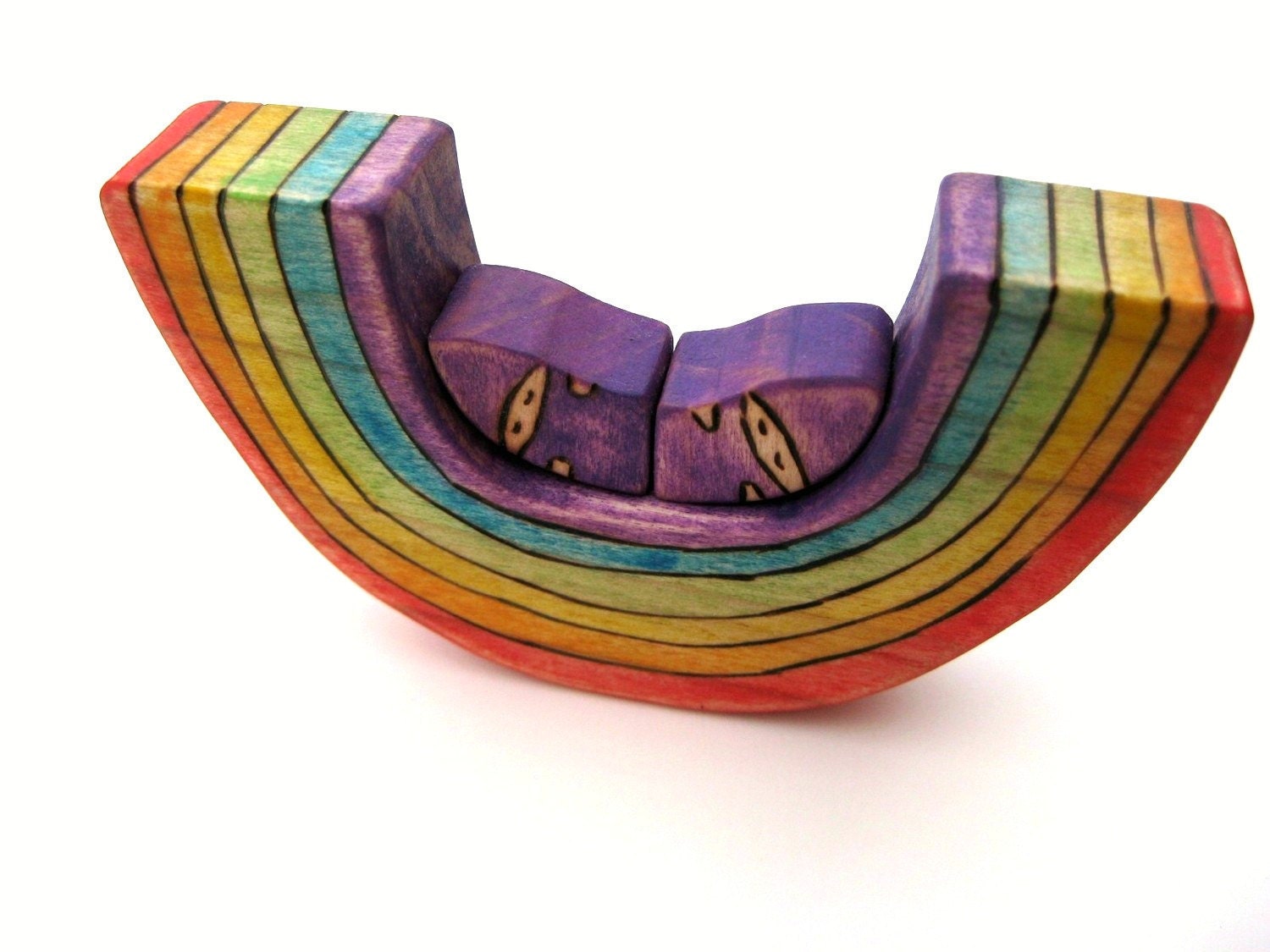 Gnome Rainbow Cradle - Wooden Toy - Handmade Toy