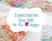 3 Quilt Patterns for 20 -- PDF