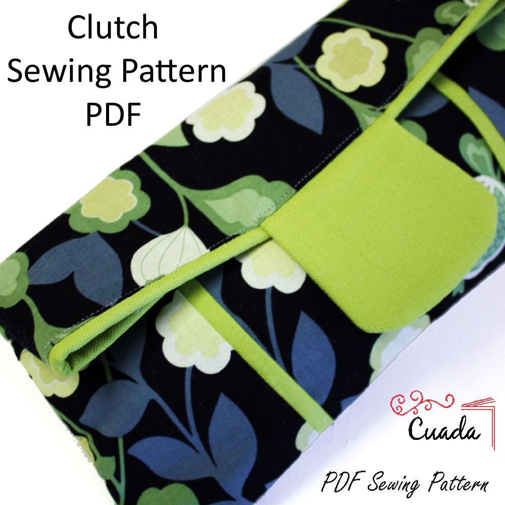 Clutch Bag PDF Sewing Pattern & Tutorial with Photos.foldover clutch