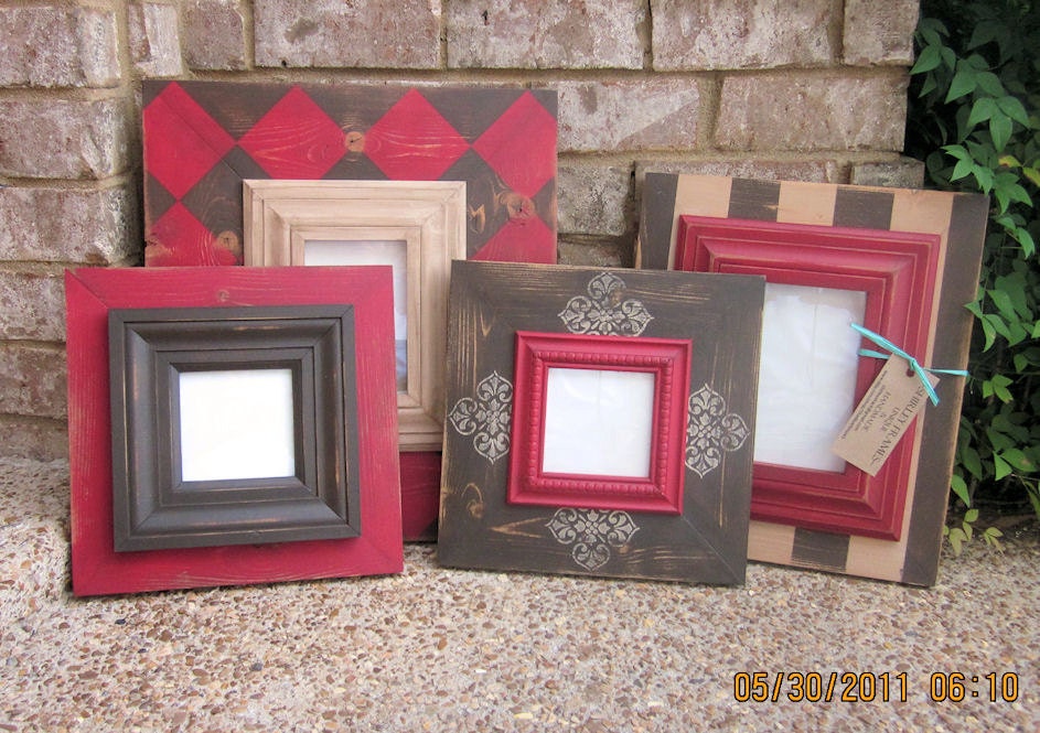 Chocolate Strawberry Collection, GROUP of 4 Distressed Frames