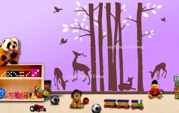 Tree with Birds Deer Wall Decals Removable Vinyl Decal Wall Decor Wall Sticker Trees with Birds 40135