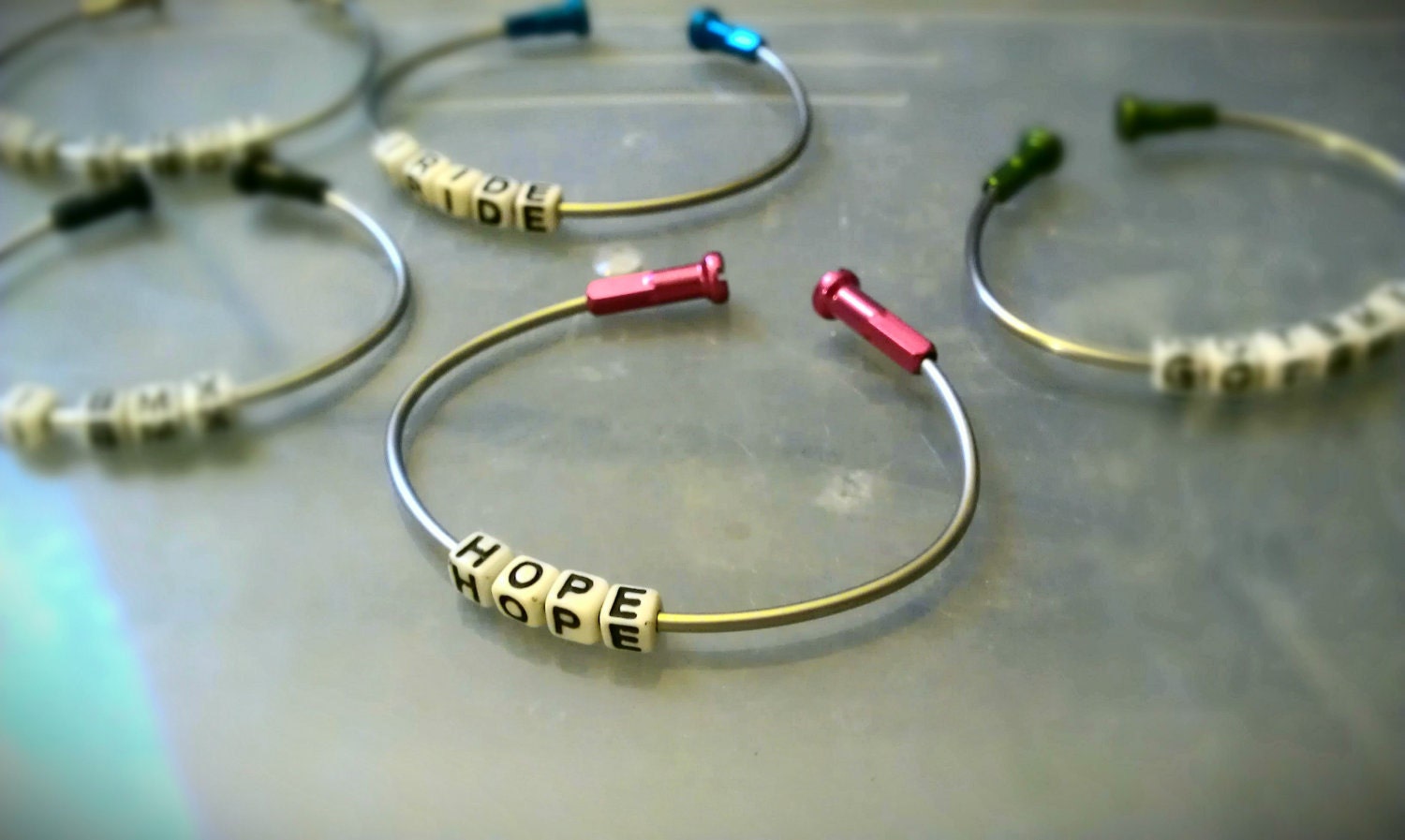 Breast Cancer Awareness Personalized Bicycle Spoke Bangle Bracelet