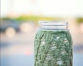 Mason Jar Wedding Centerpieces - Wedding Decoration - Candle Holders / Flower Vases - Lace Knit - Set of 10