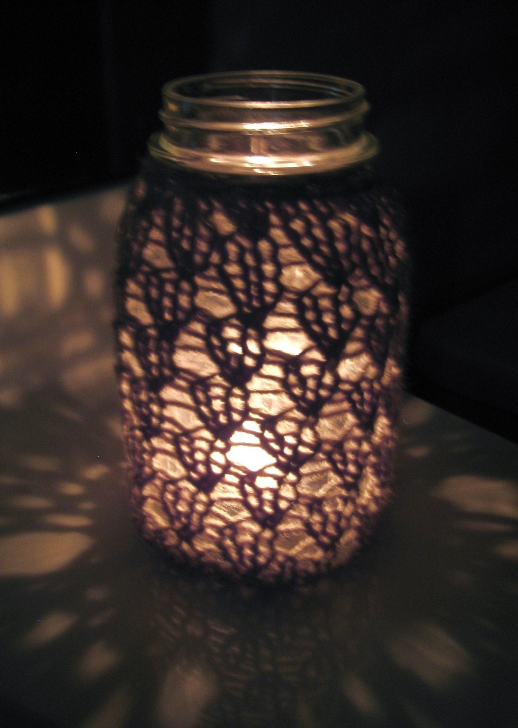 Mason Jar Wedding Centerpieces - Wedding Decoration - Candle Holders / Flower Vases - Lace Knit - Set of 10