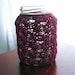 Upcycled Candle Holder - Lace Knit Candle Holder / Lace Knit Vase - Linen/Cotton - Deep Purple - One of a Kind
