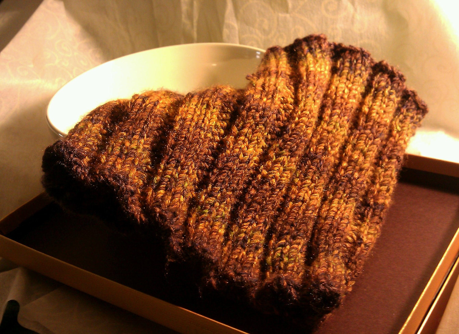 CLEARENCE: Simple Hand Knit Ribbed Unisex Cowl ("adobe")