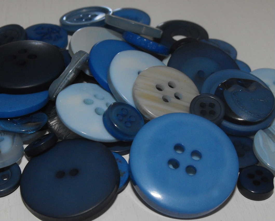 50 Ocean Blue Buttons Round Multi Sizes